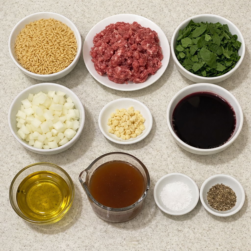 Italian Ground Beef Spinach Orzo