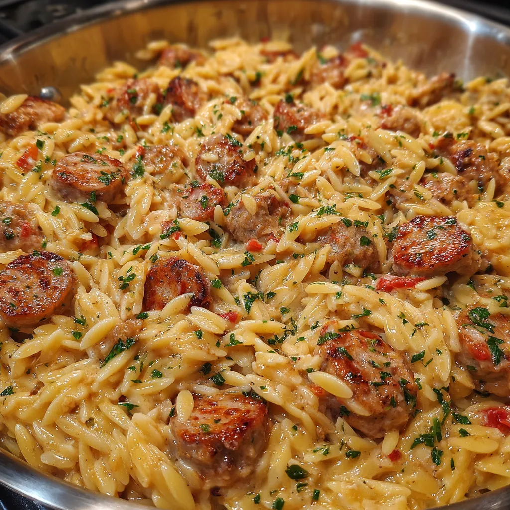 Italian sausage orzo dinner bowl
