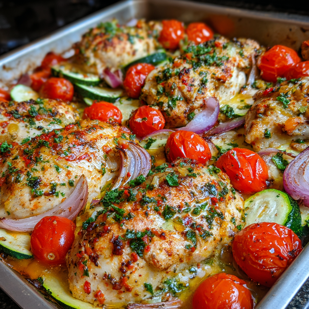 Mediterranean Chicken Zucchini Bake