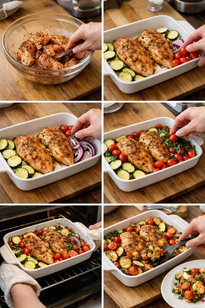 Mediterranean Chicken Zucchini Bake