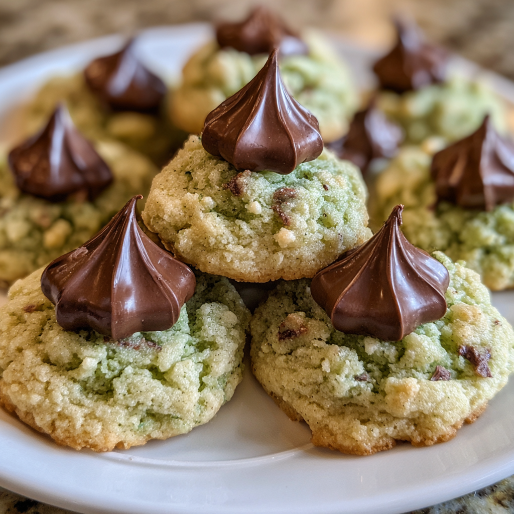 Mint Chocolate Kiss Blossom Cookies