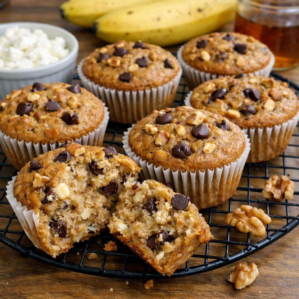 Moist Cottage Cheese Banana Muffins
