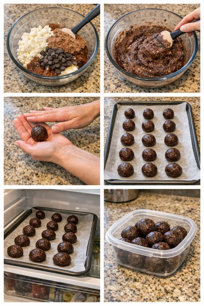 No-Bake Cottage Cheese Brownie Batter Protein Bites