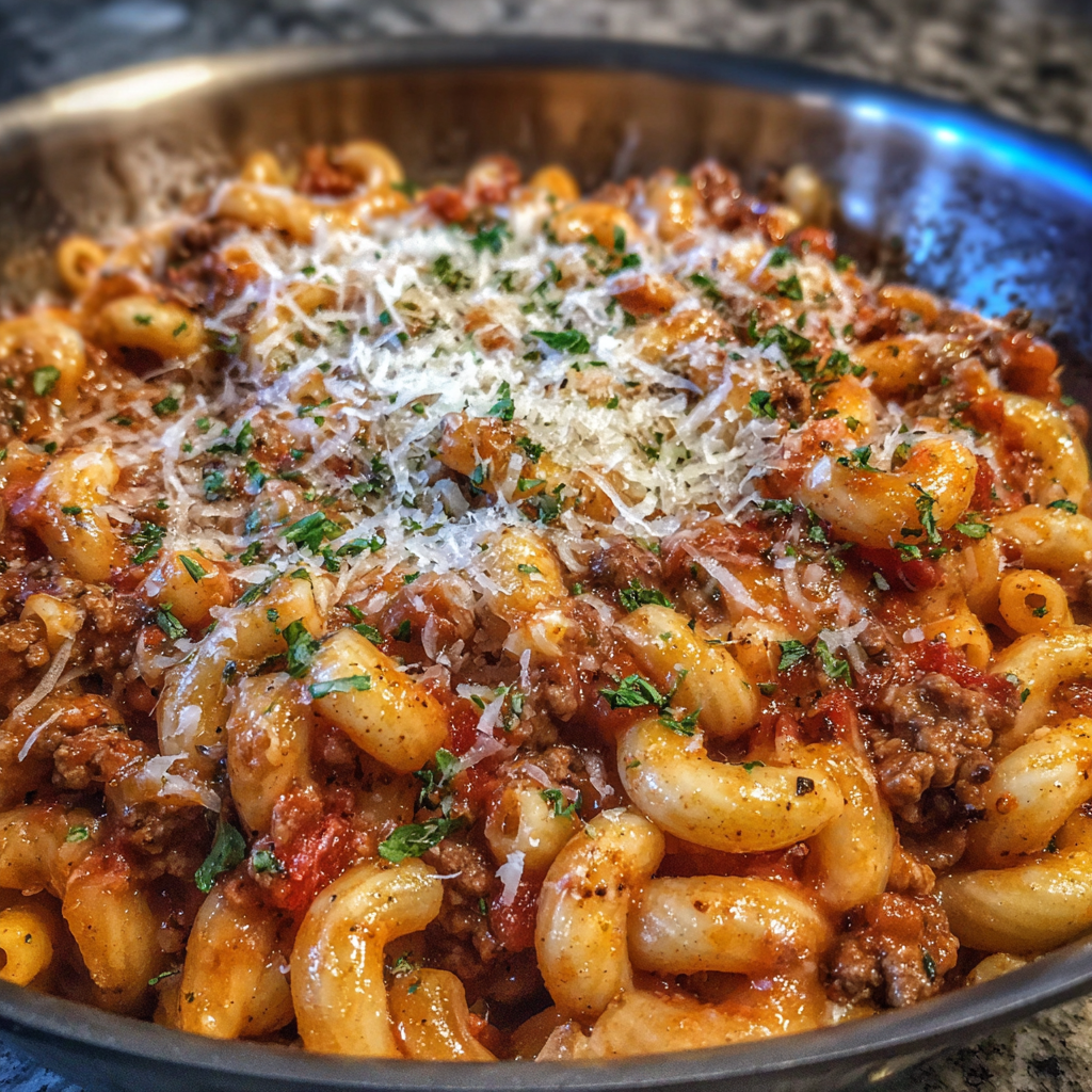 Homemade beefaroni skillet