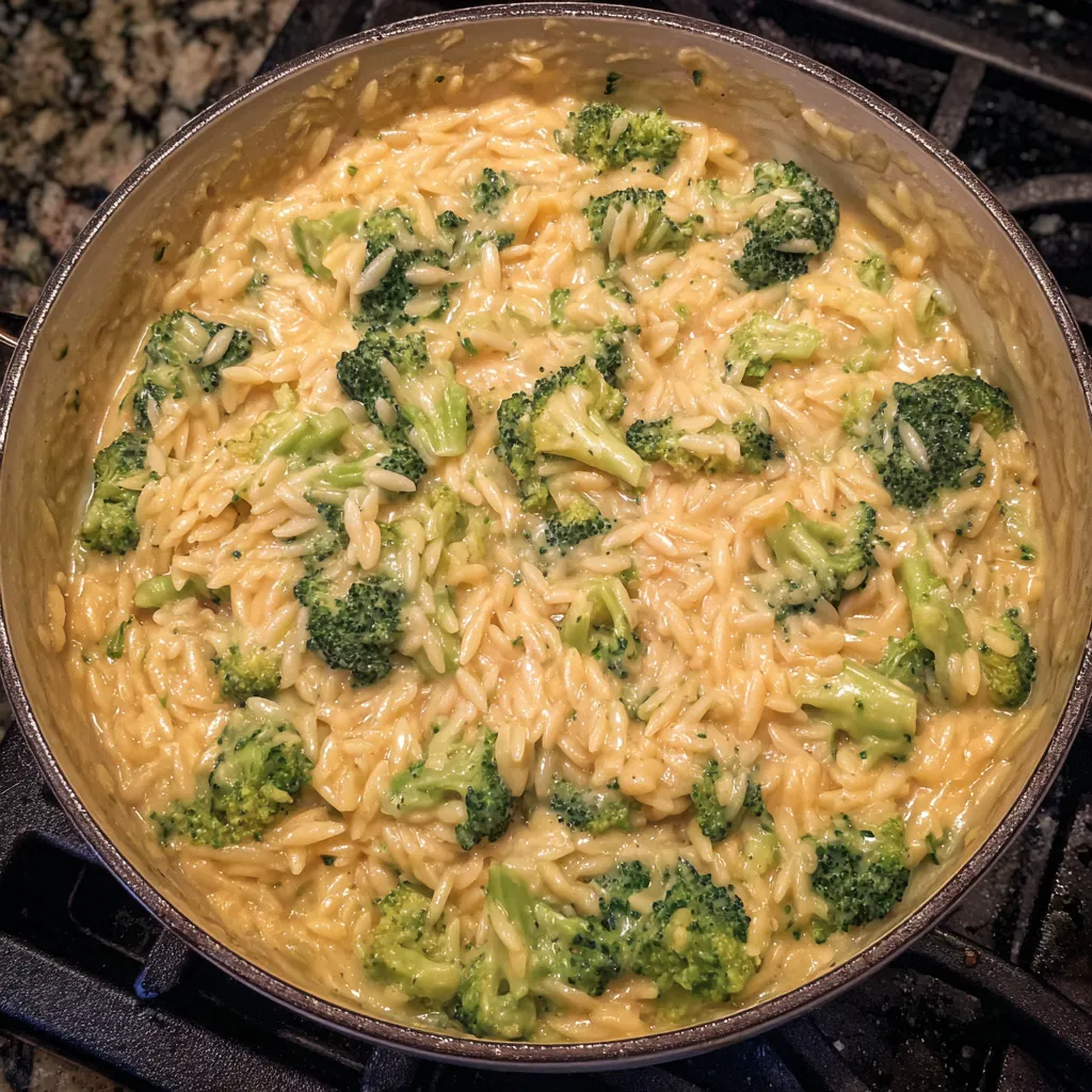 One Pot Broccoli Cheese Orzo