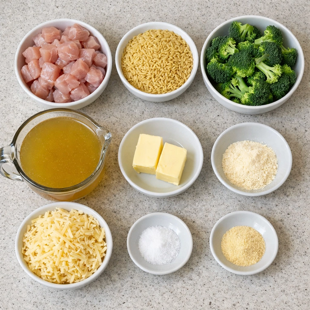 One Pot Cheesy Chicken And Broccoli Orzo