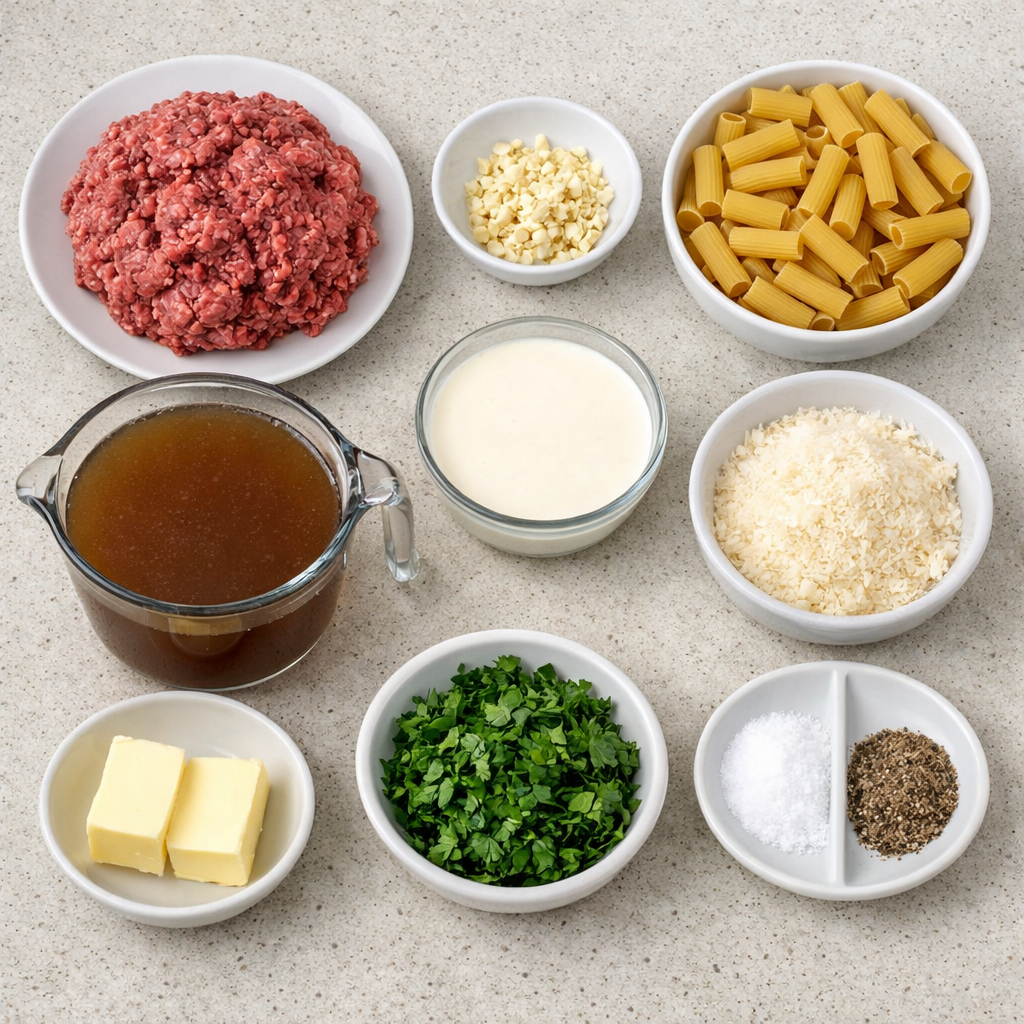 One-Pot Creamy Beef and Garlic Butter Pasta
