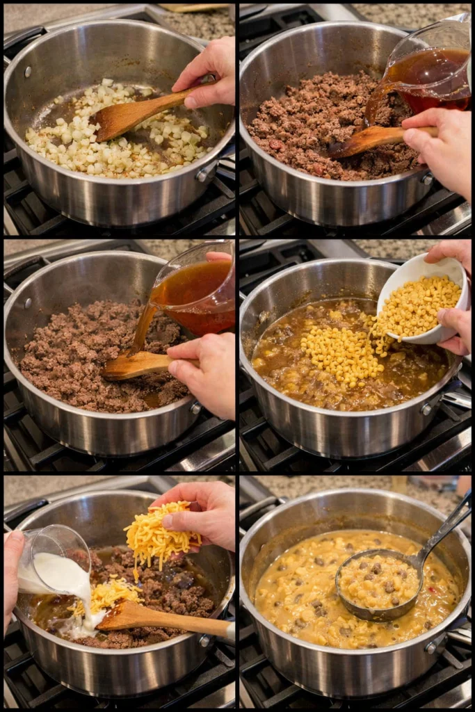 One-Pot Creamy Cheeseburger Macaroni Soup