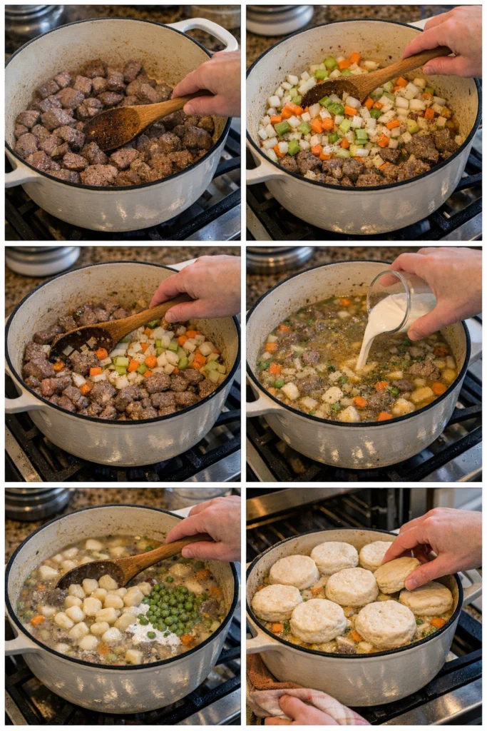 One Pot Gnocchi Beef Pot Pie
