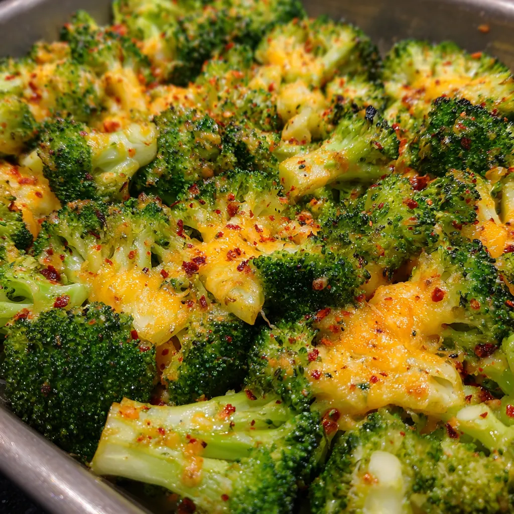 Oven baked broccoli with cheese topping