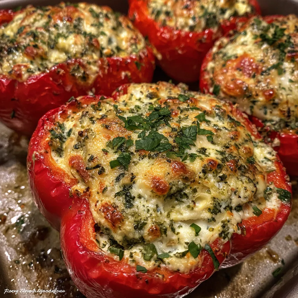 Herb ricotta stuffed peppers