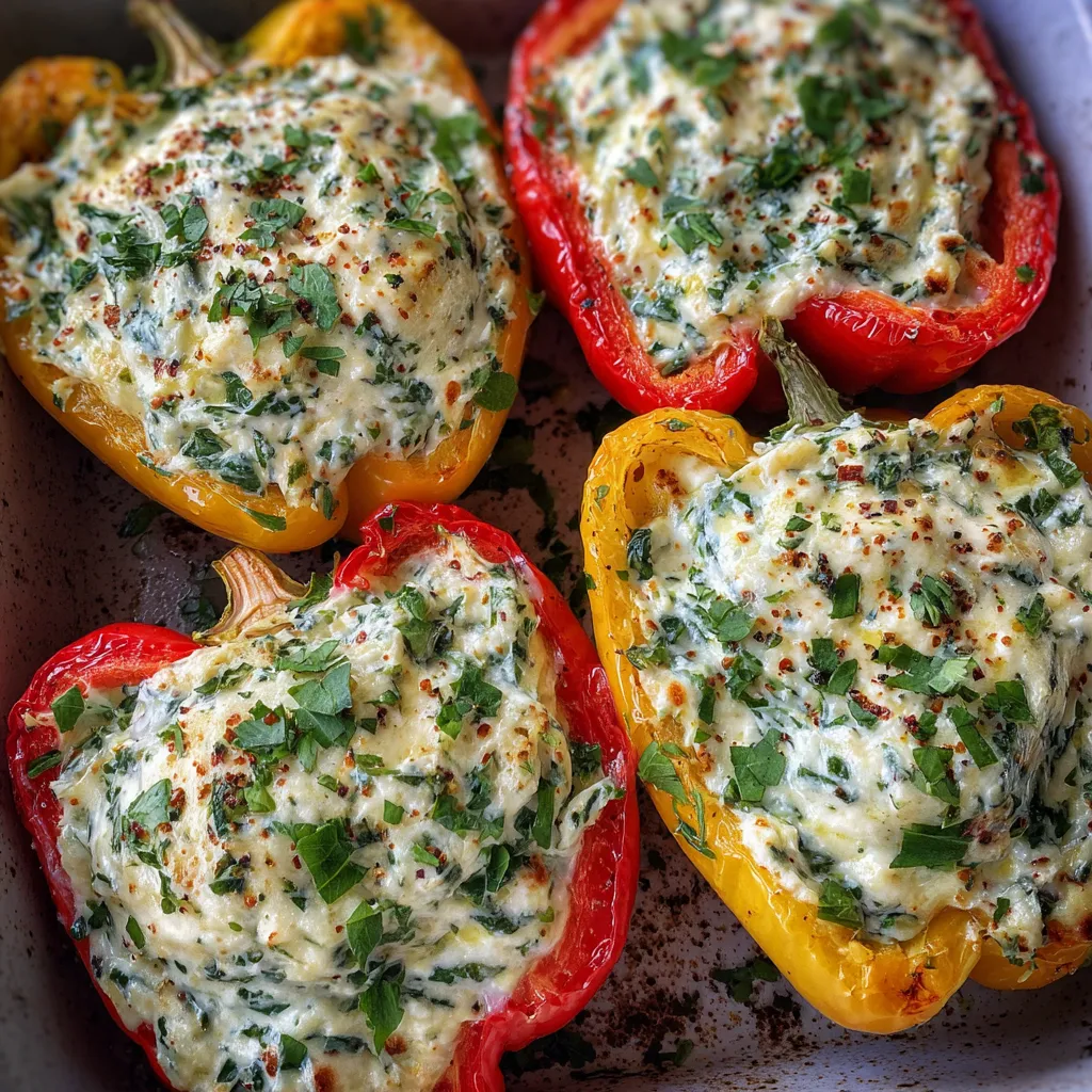Italian ricotta stuffed peppers baked
