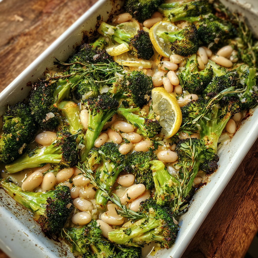 Roasted Broccoli and White Beans