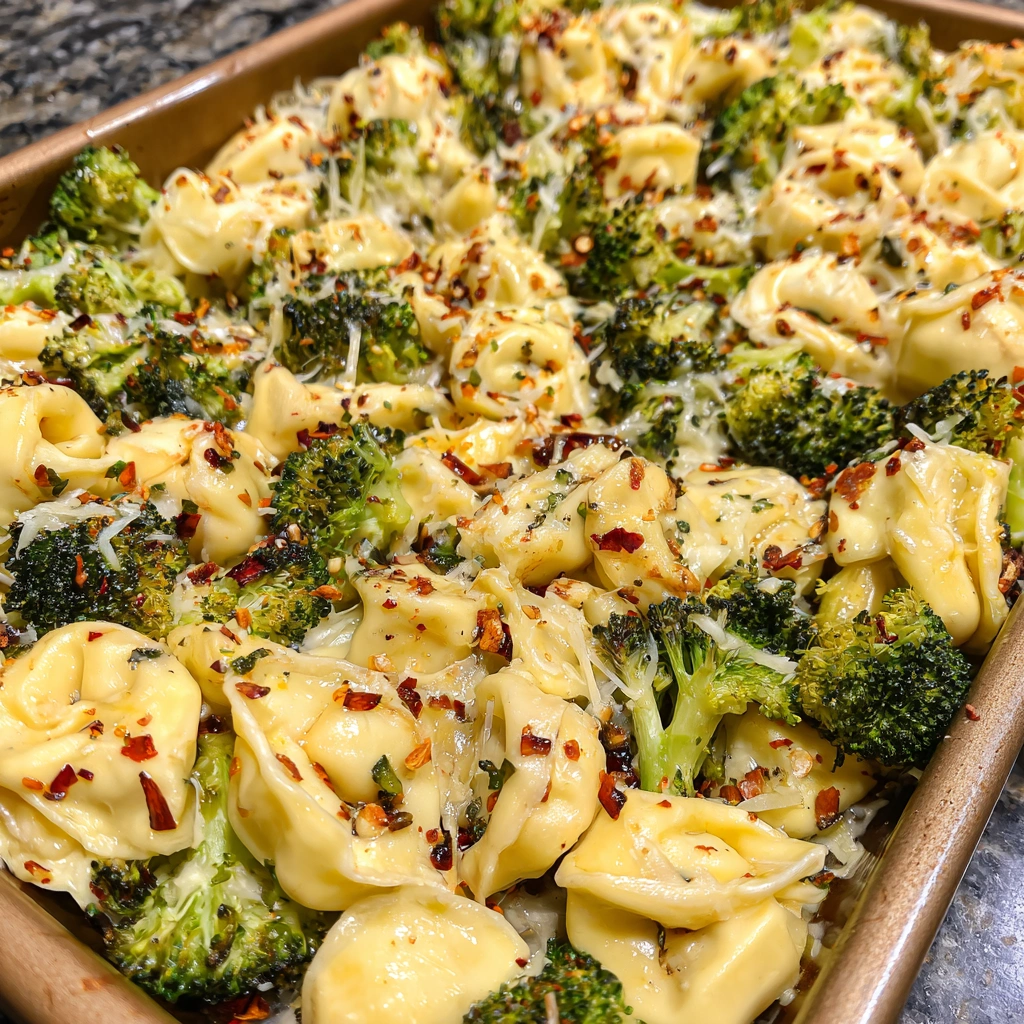 Sheet Pan Broccoli Tortellini Bake