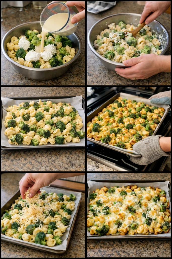 Sheet Pan Broccoli Tortellini Bake