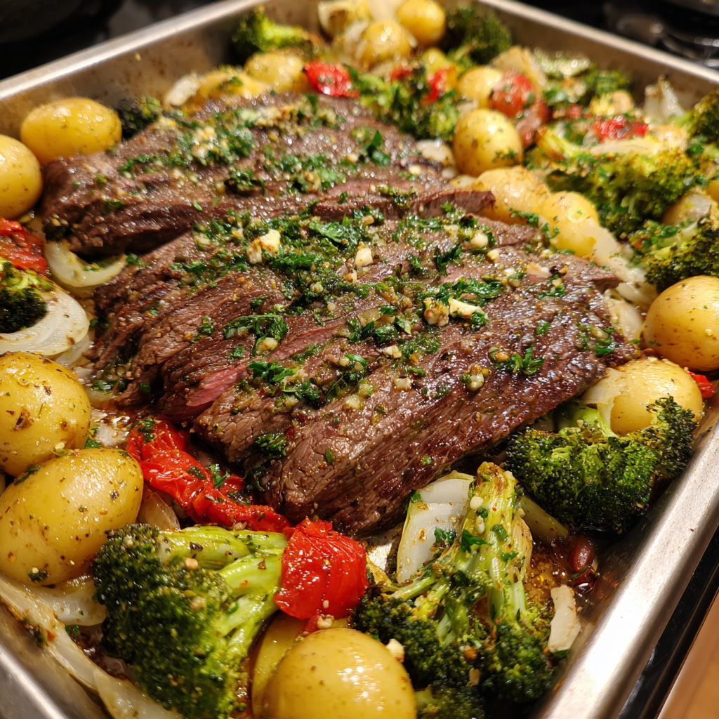 Sheet Pan Garlic Butter Steak & Veggies