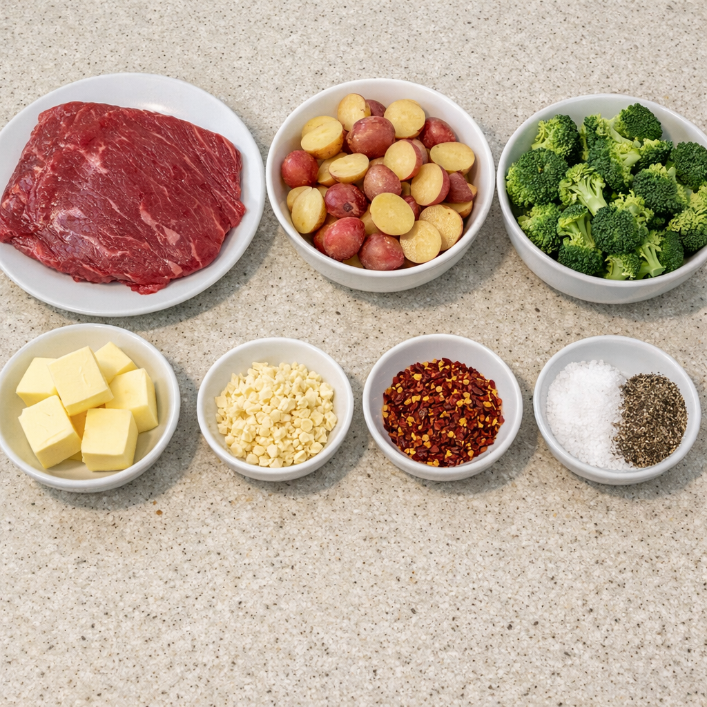 Sheet Pan Garlic Butter Steak & Veggies