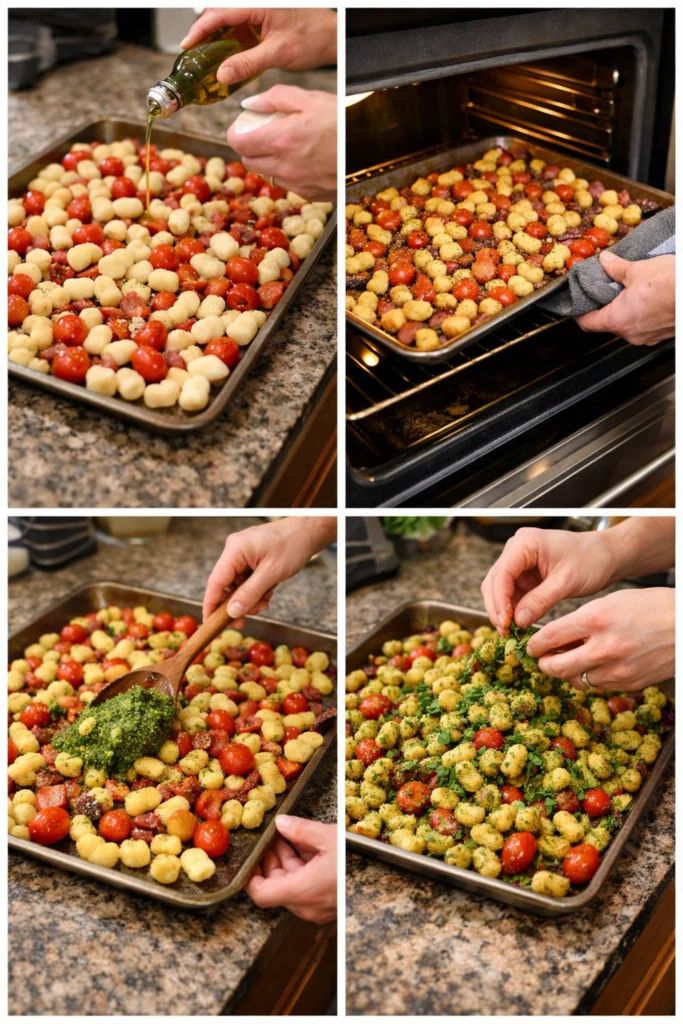 Sheet Pan Pesto Gnocchi