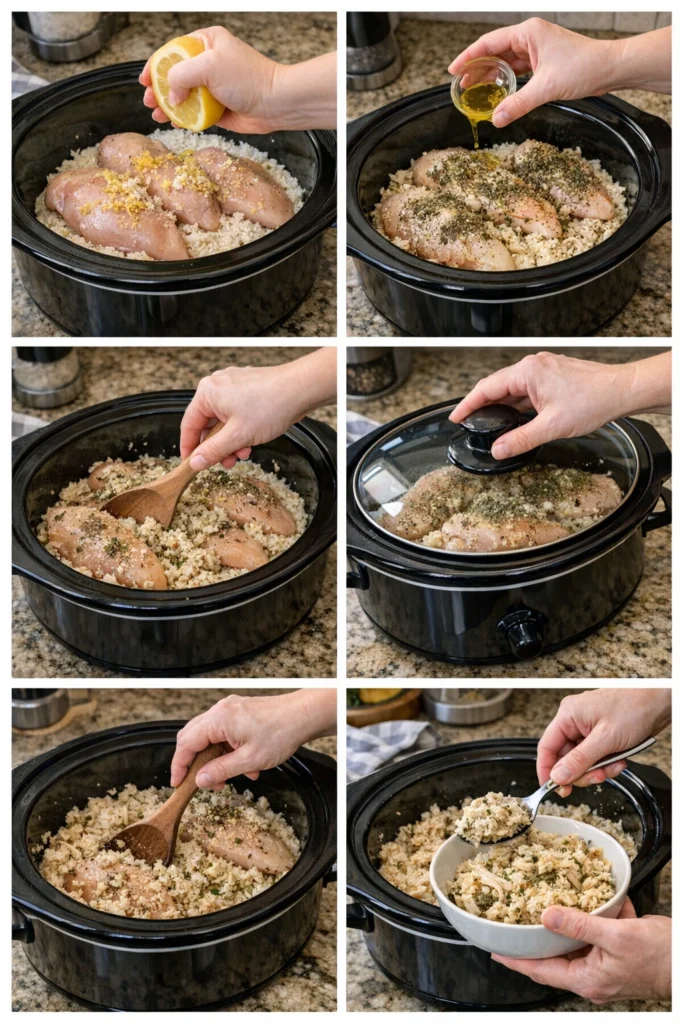 Slow Cooker Lemon Herb Chicken and Rice