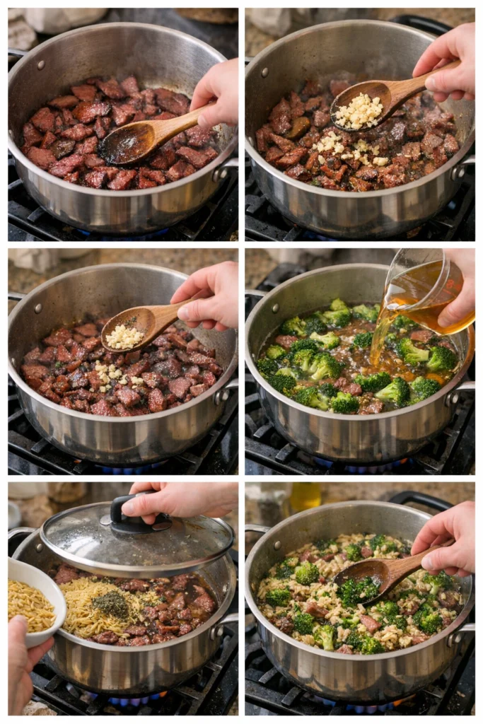 Smoked Beef and Broccoli Orzo