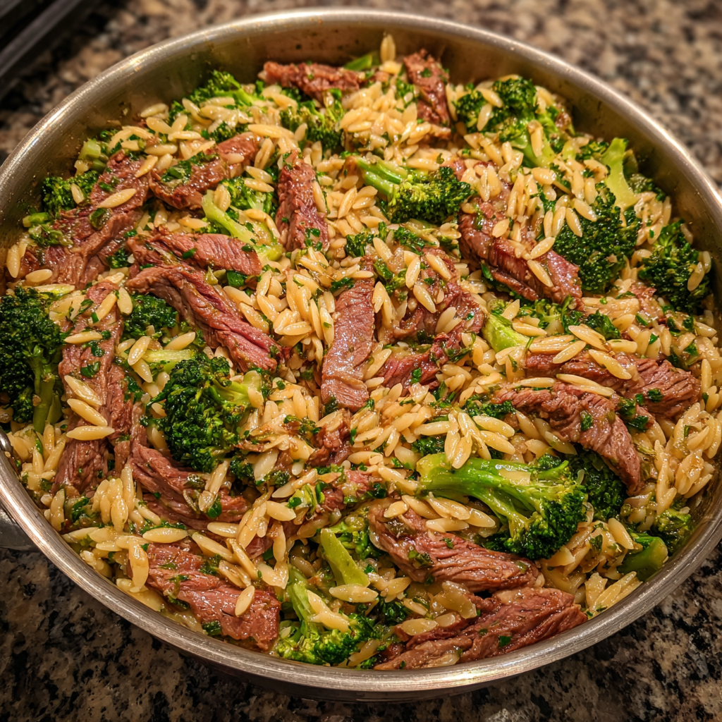 Smoked Beef and Broccoli Orzo