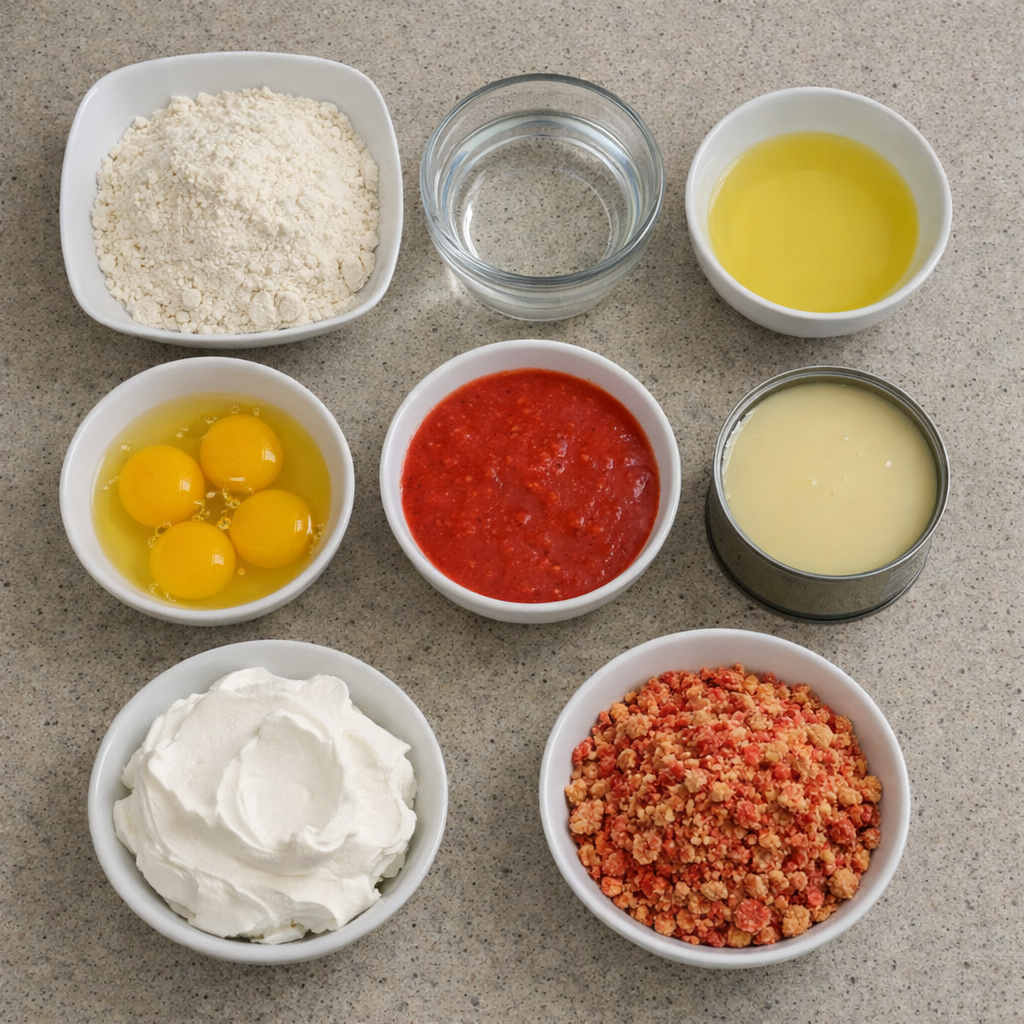 Strawberry Crunch Poke Cake