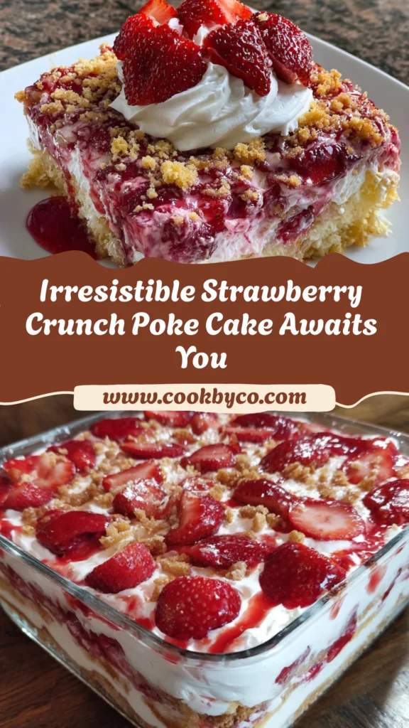 Strawberry Crunch Poke Cake