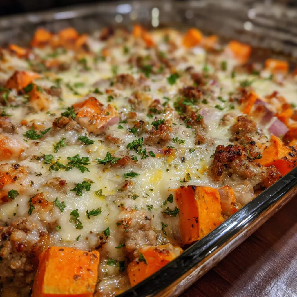 Healthy ground turkey sweet potato casserole
