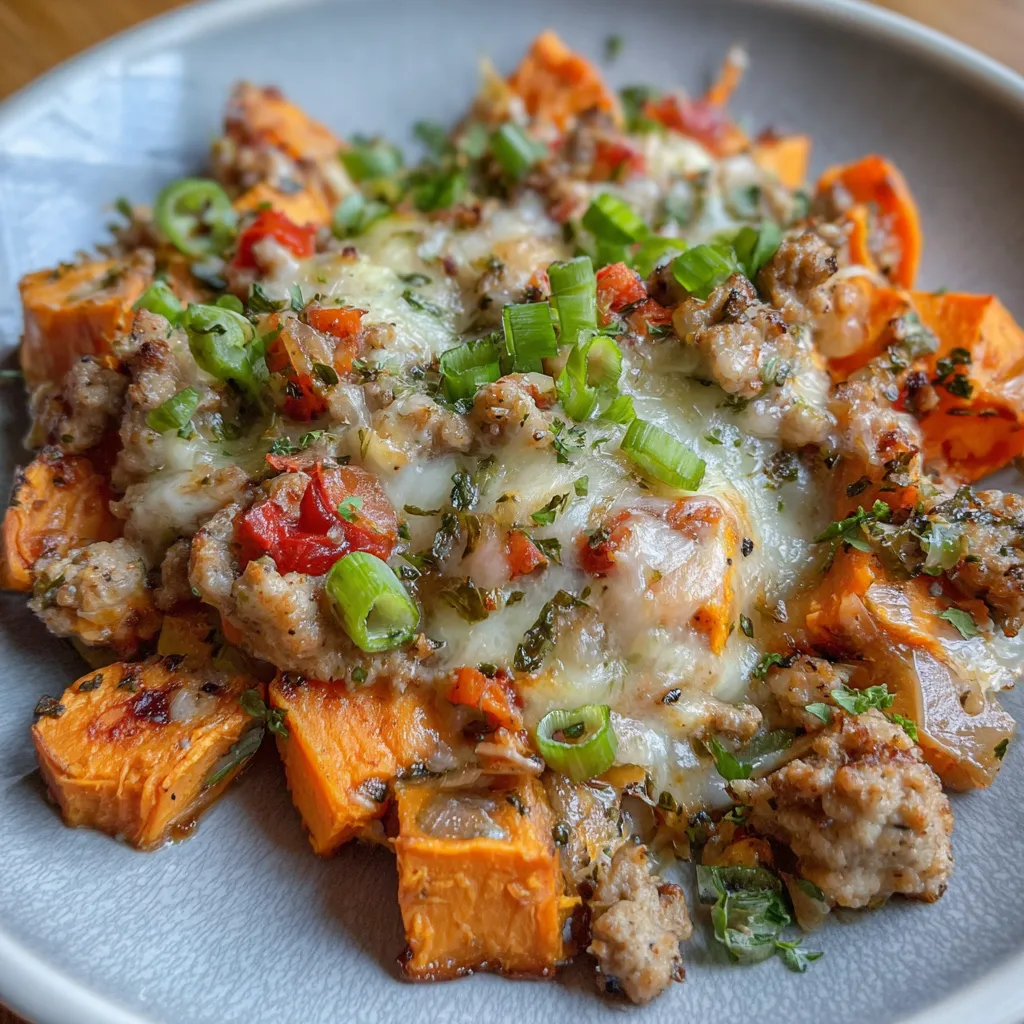 Ground turkey and sweet potato dinner bake