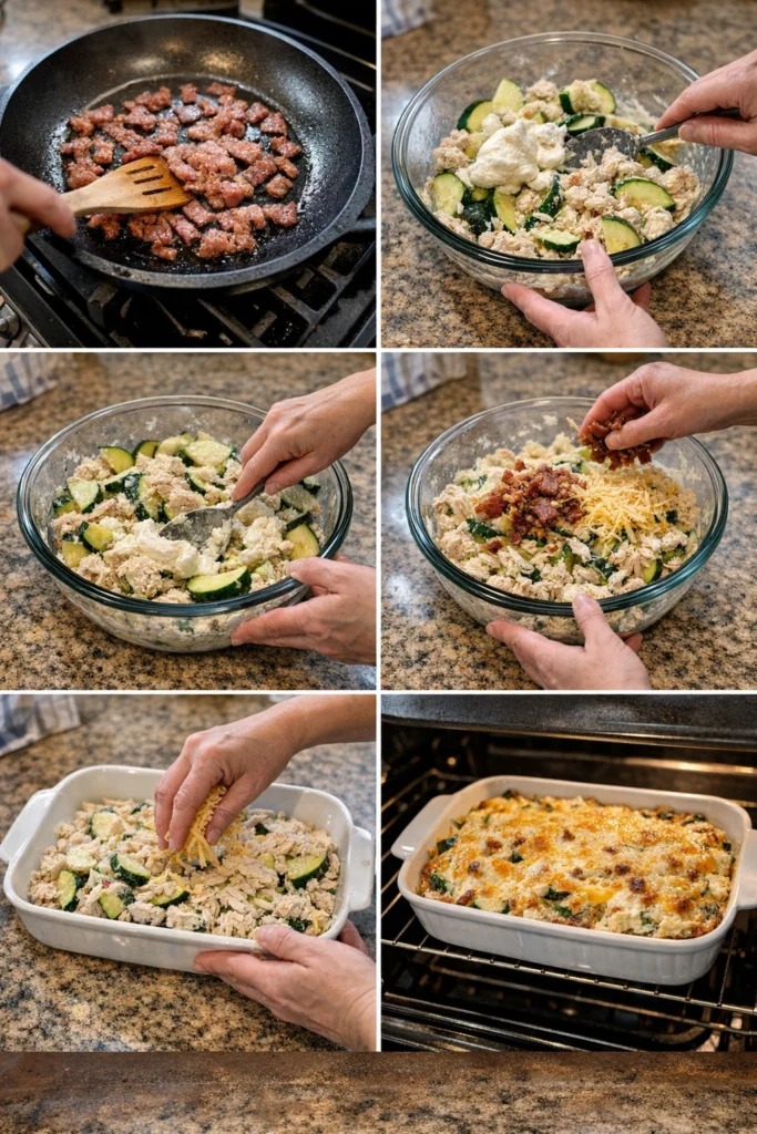 Turkey Bacon Zucchini Bake