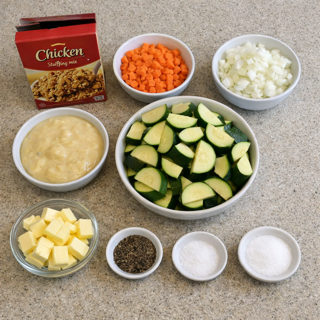 Zucchini Rice Stuffing Casserole