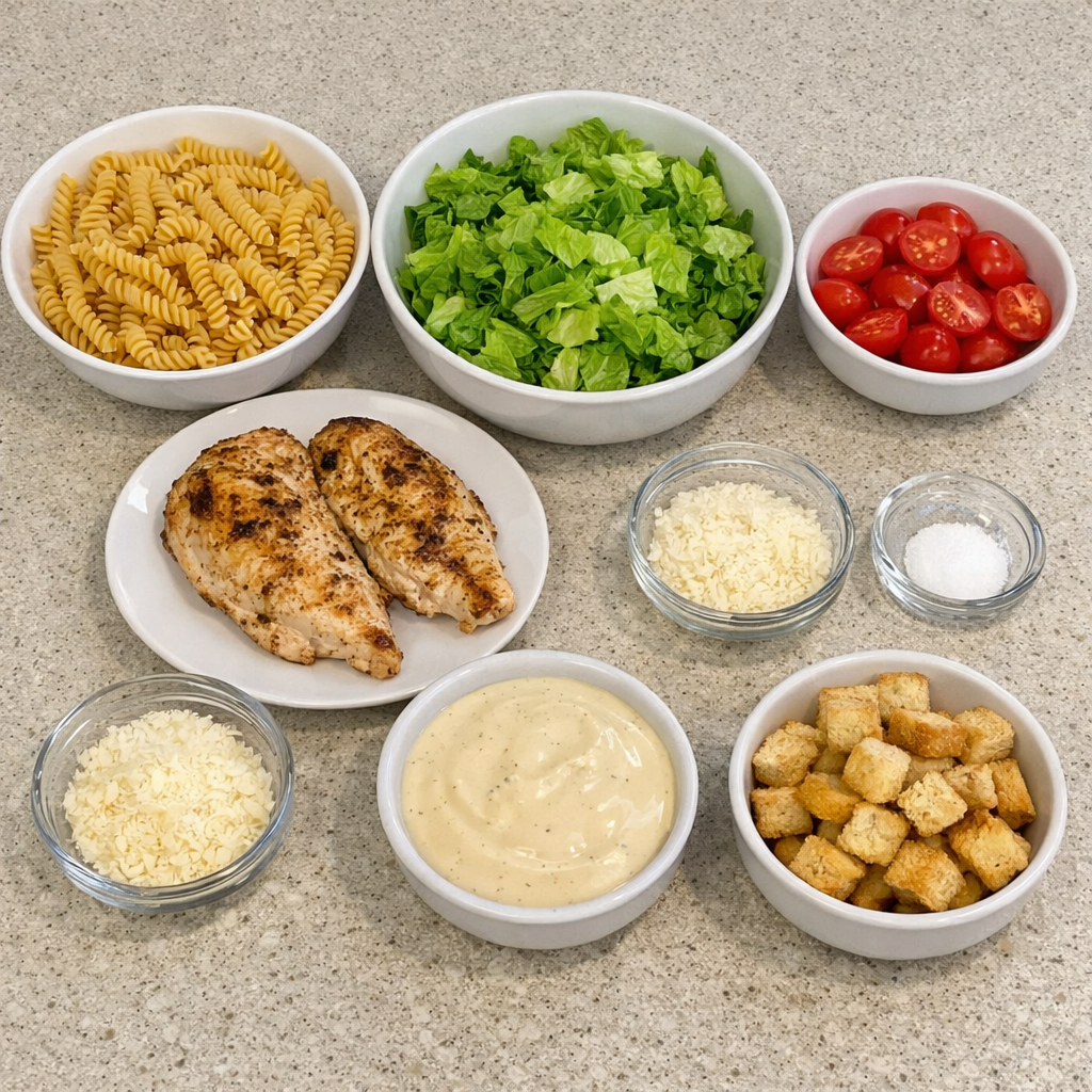 Caesar Pasta Salad with Grilled Chicken
