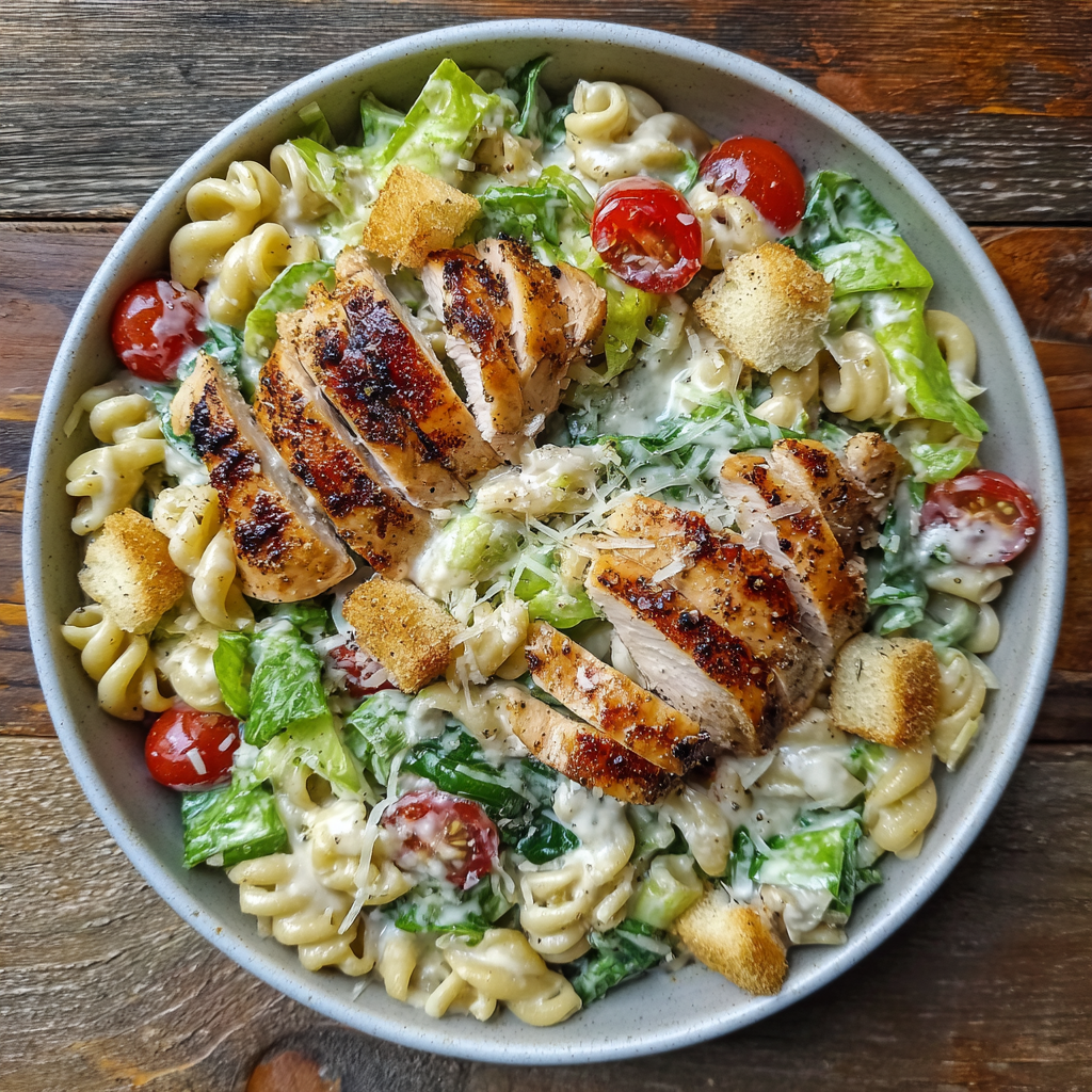 Caesar Pasta Salad with Grilled Chicken