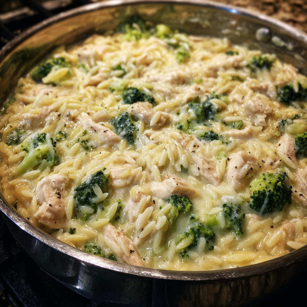 Cheesy Chicken Broccoli Orzo