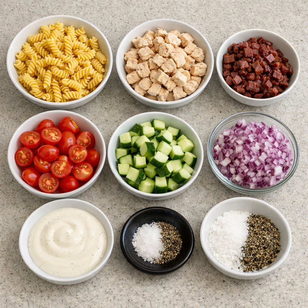 Chicken Smoked Beef Ranch Pasta Salad