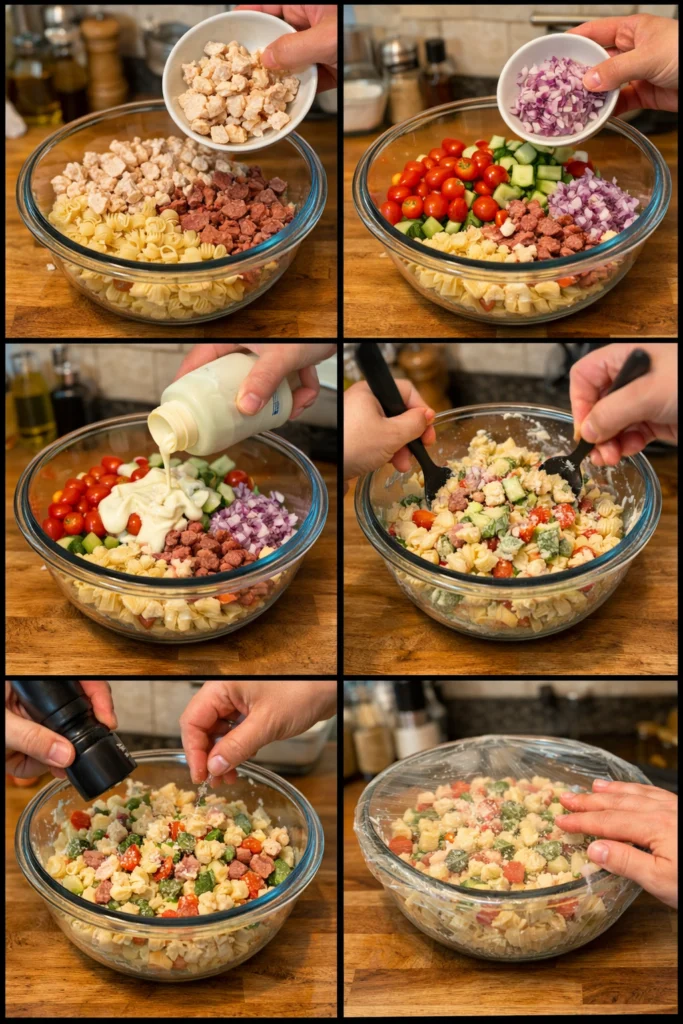 Chicken Smoked Beef Ranch Pasta Salad