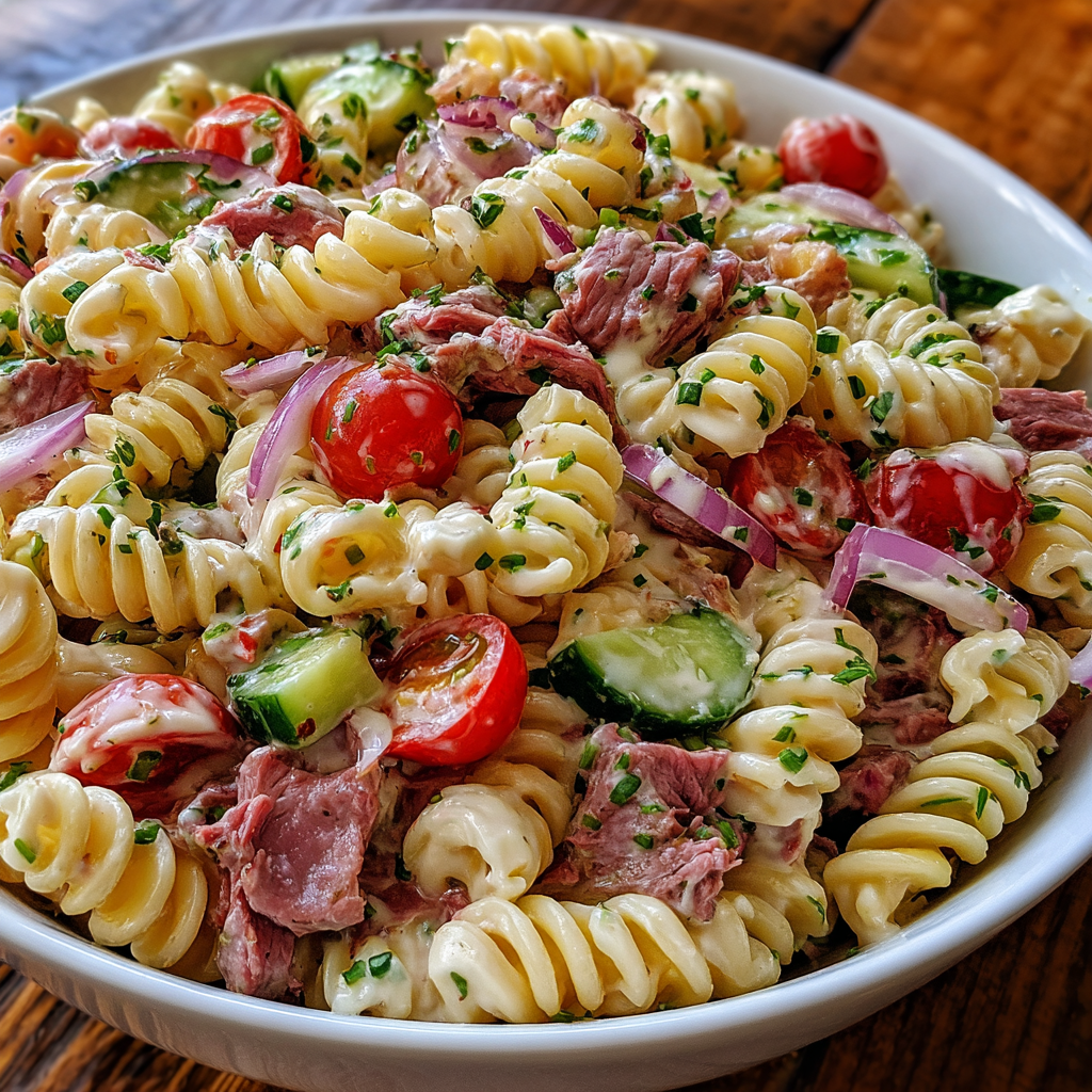 Creamy Pasta Salad with Smoked Beef