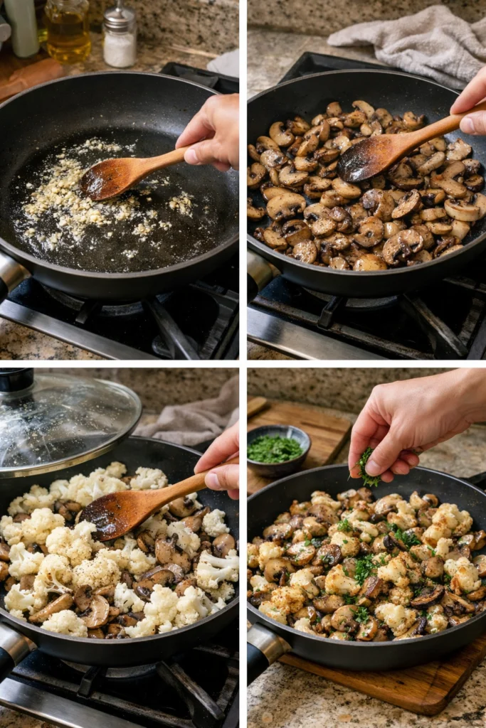 Garlic Mushroom Cauliflower Skillet