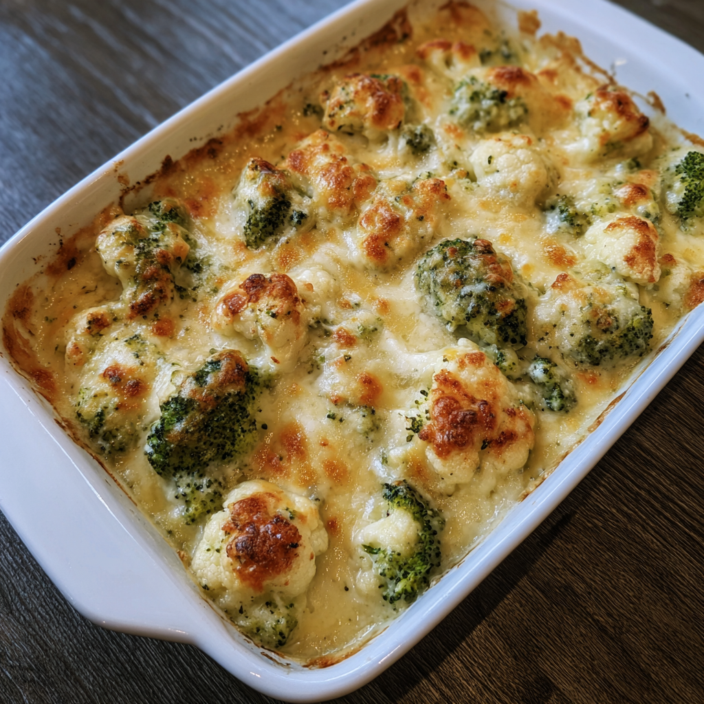 Keto Broccoli & Cauliflower Au Gratin