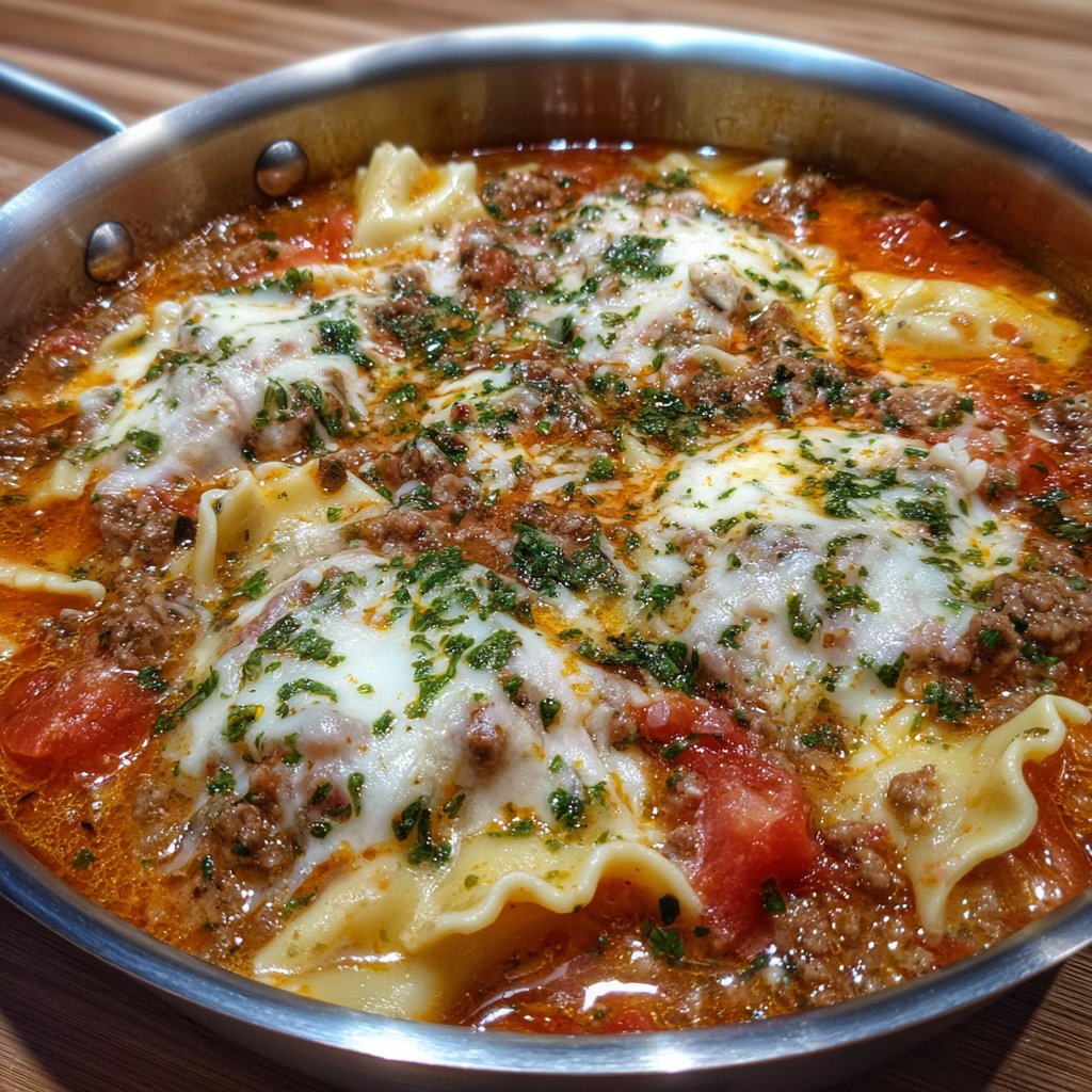 Lasagna Soup With Ricotta And Mozzarella