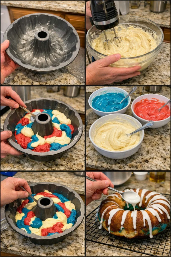 Red, White and Blue Bundt Cake