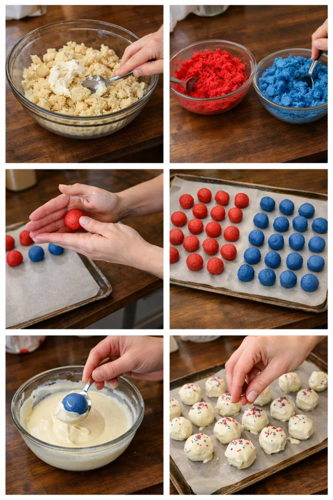 Red, White, and Blue Cake Balls