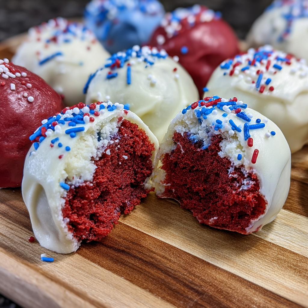 Red, White, and Blue Cake Balls