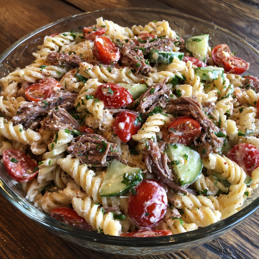 Smoked Beef Parmesan Pasta Salad